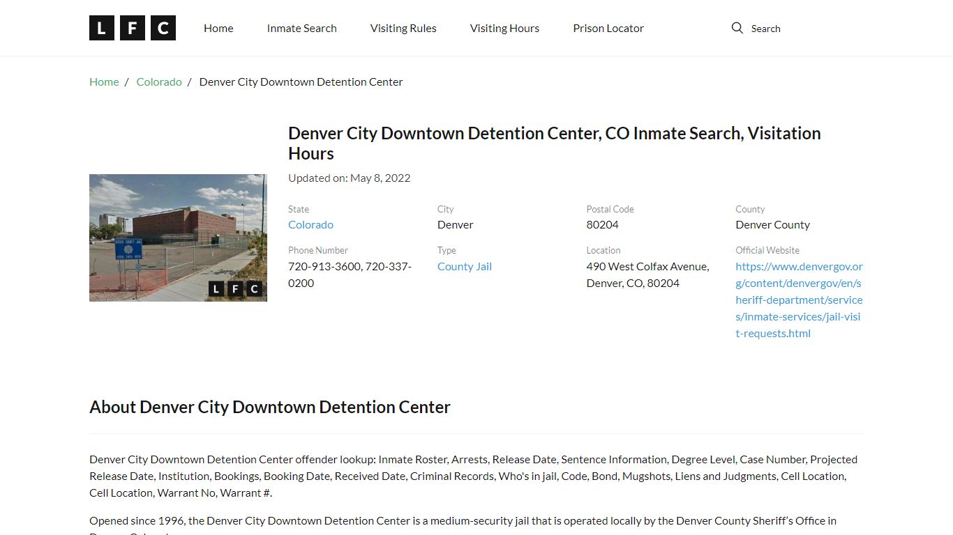 Denver City Downtown Detention Center, CO Inmate Search ...