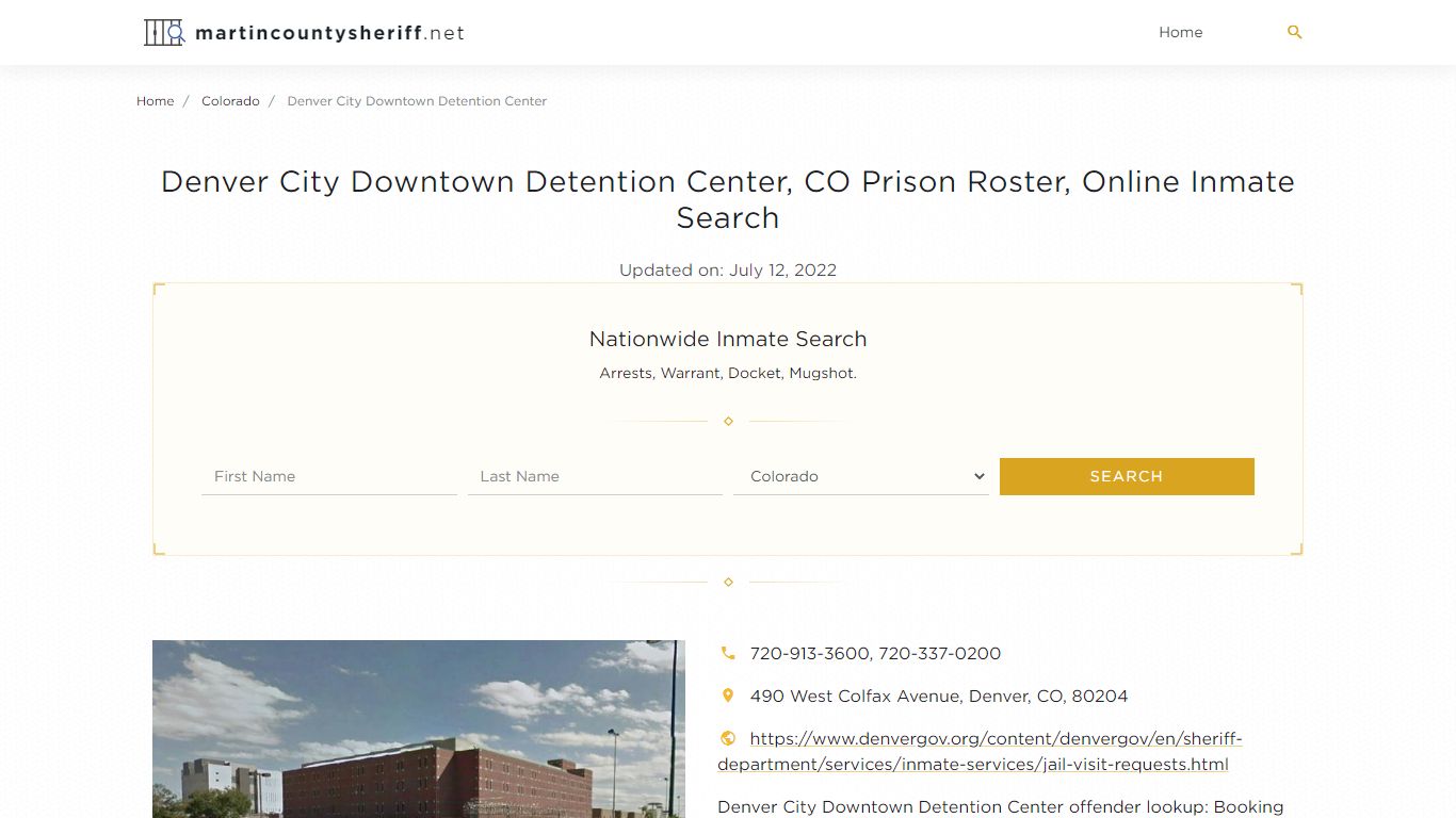 Denver City Downtown Detention Center, CO Prison Roster ...